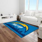 nfl los angeles chargers football team logo rectangle area rug light room lac04