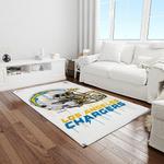 nfl los angeles chargers football team logo rectangle area rug light room lac11