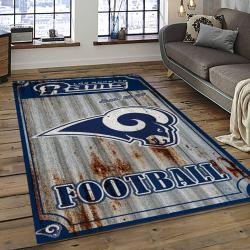 nfl los angeles rams football team logo rectangle area rug dark room lar02