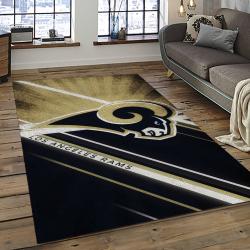 nfl los angeles rams football team logo rectangle area rug dark room lar05