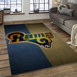 nfl los angeles rams football team logo rectangle area rug dark room lar07
