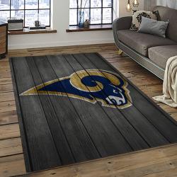 nfl los angeles rams football team logo rectangle area rug dark room lar08