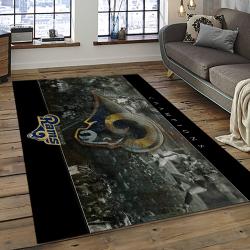 nfl los angeles rams football team logo rectangle area rug dark room lar10