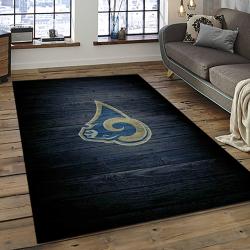nfl los angeles rams football team logo rectangle area rug dark room lar13