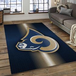nfl los angeles rams football team logo rectangle area rug dark room lar14