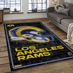 nfl los angeles rams football team logo rectangle area rug dark room lar16