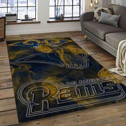 nfl los angeles rams football team logo rectangle area rug dark room lar17