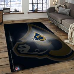 nfl los angeles rams football team logo rectangle area rug dark room lar19