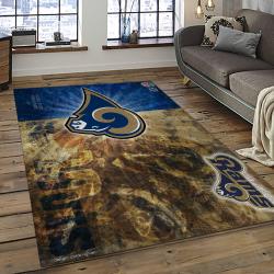 nfl los angeles rams football team logo rectangle area rug dark room lar21