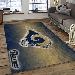 nfl los angeles rams football team logo rectangle area rug dark room lar22
