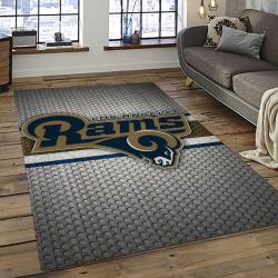 nfl los angeles rams football team logo rectangle area rug dark room lar23