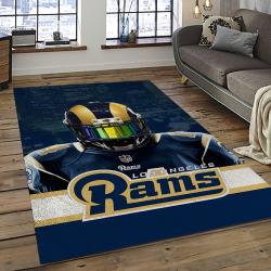 nfl los angeles rams football team logo rectangle area rug dark room lar26
