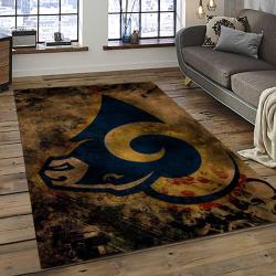 nfl los angeles rams football team logo rectangle area rug dark room lar28
