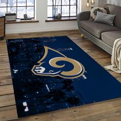 nfl los angeles rams football team logo rectangle area rug dark room lar29