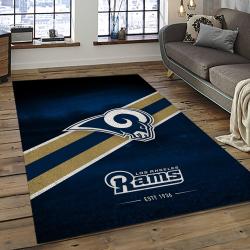 nfl los angeles rams football team logo rectangle area rug dark room lar30