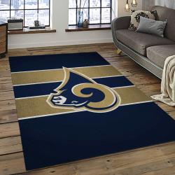 nfl los angeles rams football team logo rectangle area rug dark room lar31