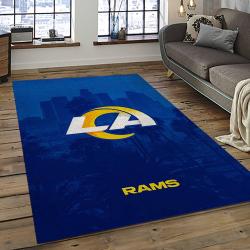 nfl los angeles rams football team logo rectangle area rug dark room lar33