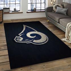 nfl los angeles rams football team logo rectangle area rug dark room lar36