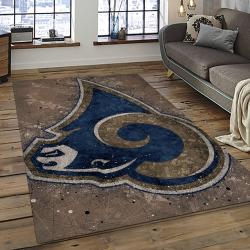 nfl los angeles rams football team logo rectangle area rug dark room lar45