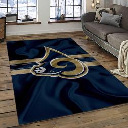 nfl los angeles rams football team logo rectangle area rug dark room lar52