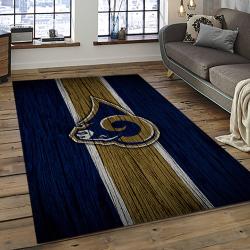 nfl los angeles rams football team logo rectangle area rug dark room lar53