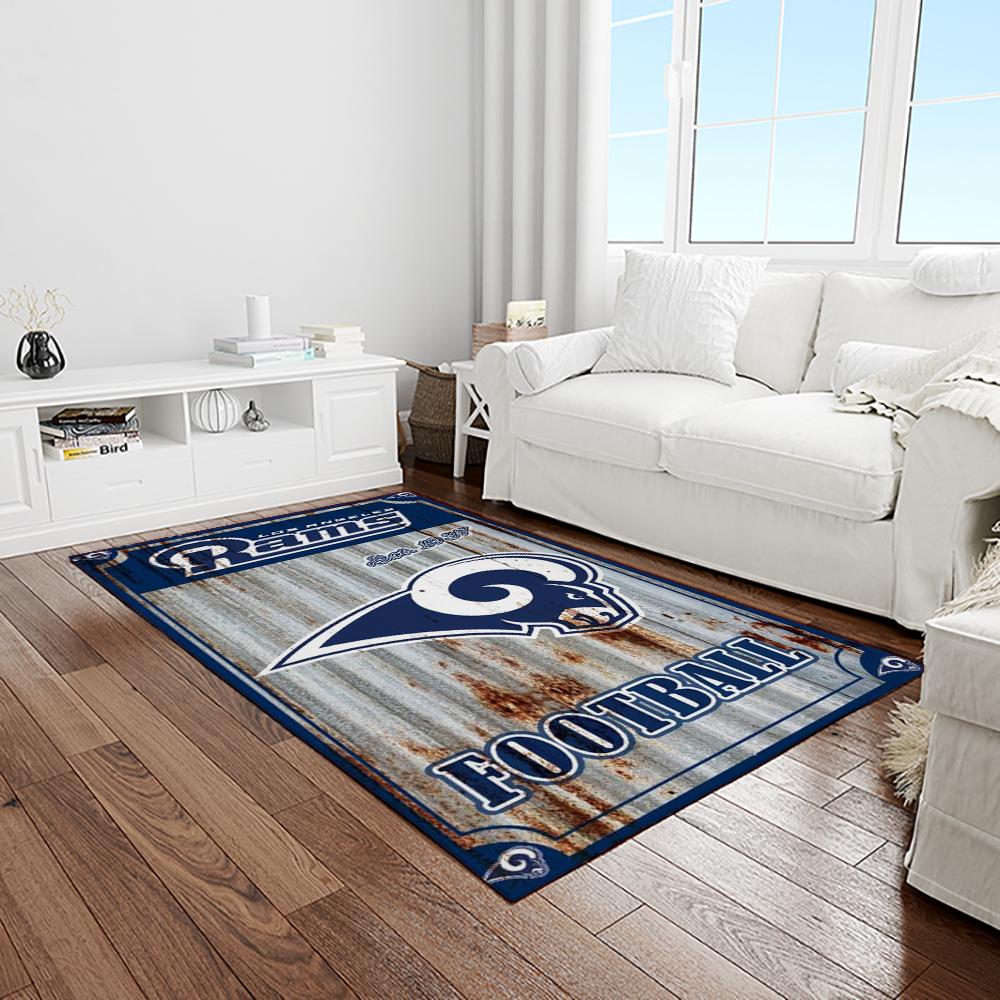 NFL Los Angeles Rams Rectangle Rug Personalized Non-Slip Carpet Gift For Football Fans LAR02 nfl los angeles rams football team logo rectangle area rug light room lar02