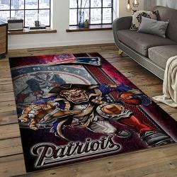 nfl new england patriots football team logo rectangle area rug dark room nep08