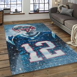 nfl new england patriots football team logo rectangle area rug dark room nep09