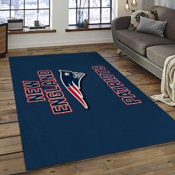 nfl new england patriots football team logo rectangle area rug dark room nep12