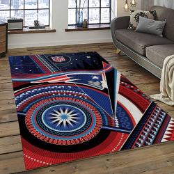 nfl new england patriots football team logo rectangle area rug dark room nep20