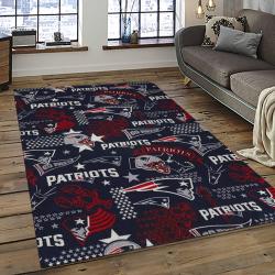 nfl new england patriots football team logo rectangle area rug dark room nep23