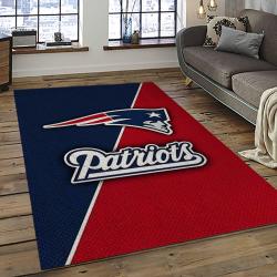 nfl new england patriots football team logo rectangle area rug dark room nep24
