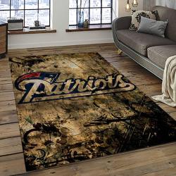 nfl new england patriots football team logo rectangle area rug dark room nep25
