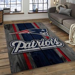 nfl new england patriots football team logo rectangle area rug dark room nep26