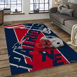nfl new england patriots football team logo rectangle area rug dark room nep28