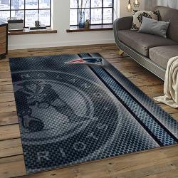 nfl new england patriots football team logo rectangle area rug dark room nep29