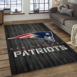 nfl new england patriots football team logo rectangle area rug dark room nep31