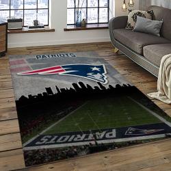 nfl new england patriots football team logo rectangle area rug dark room nep32