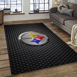 nfl pittsburgh steelers football team logo rectangle area rug dark room ptts01
