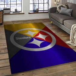 nfl pittsburgh steelers football team logo rectangle area rug dark room ptts05