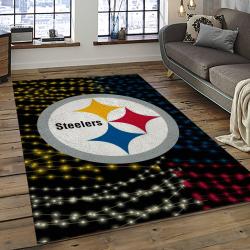 nfl pittsburgh steelers football team logo rectangle area rug dark room ptts11