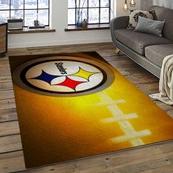 nfl pittsburgh steelers football team logo rectangle area rug dark room ptts17