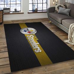 nfl pittsburgh steelers football team logo rectangle area rug dark room ptts19
