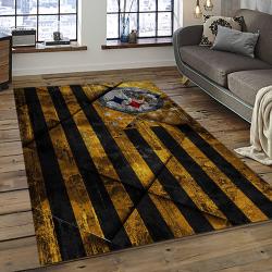 nfl pittsburgh steelers football team logo rectangle area rug dark room ptts22