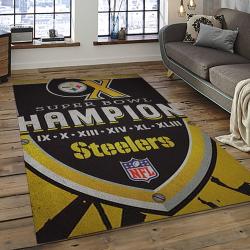 nfl pittsburgh steelers football team logo rectangle area rug dark room ptts24