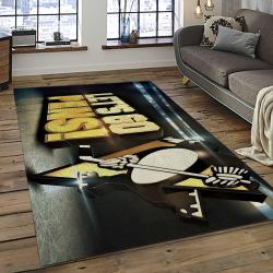 nfl pittsburgh steelers football team logo rectangle area rug dark room ptts27