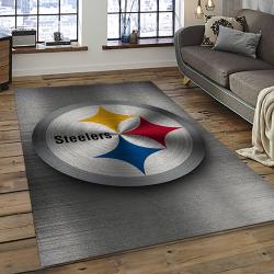 nfl pittsburgh steelers football team logo rectangle area rug dark room ptts33