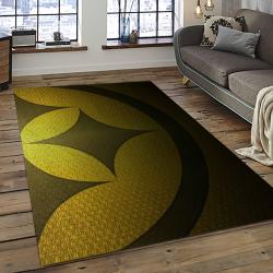 nfl pittsburgh steelers football team logo rectangle area rug dark room ptts34