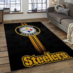 nfl pittsburgh steelers football team logo rectangle area rug dark room ptts38