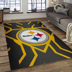 nfl pittsburgh steelers football team logo rectangle area rug dark room ptts42